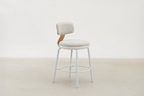 Oak Veneer Dining Chair with Easy-Clean Fabric Seat for Dining Room