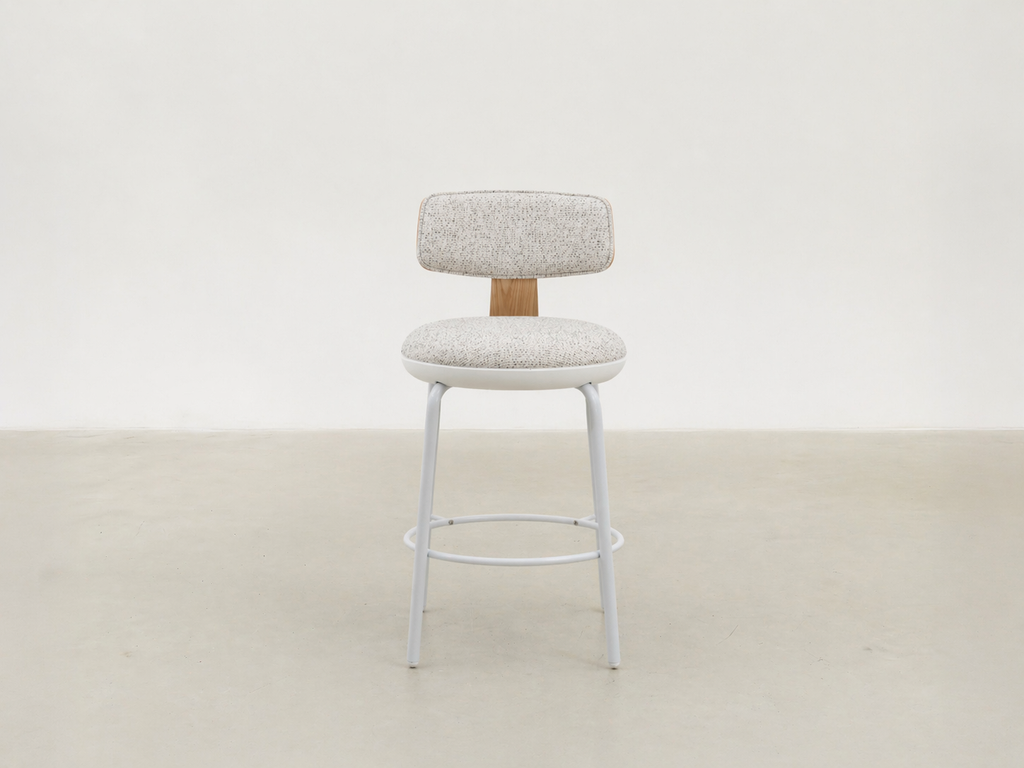 Oak Veneer Dining Chair with Easy-Clean Fabric Seat for Dining Room