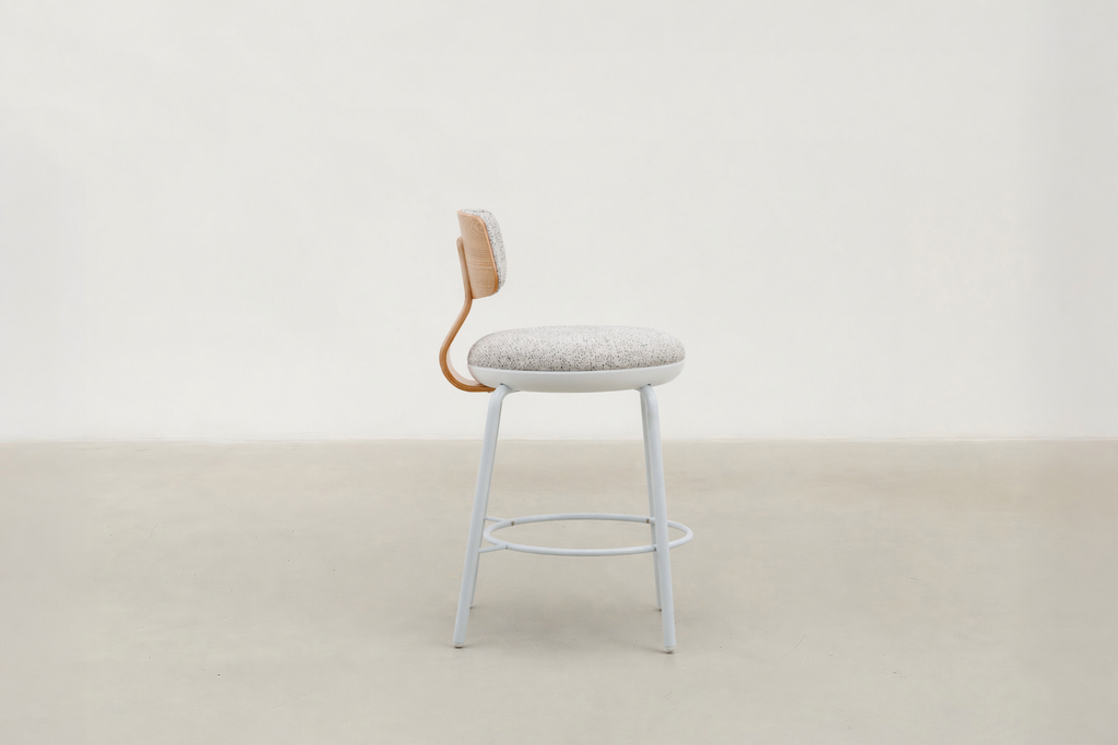Oak Veneer Dining Chair with Easy-Clean Fabric Seat for Dining Room