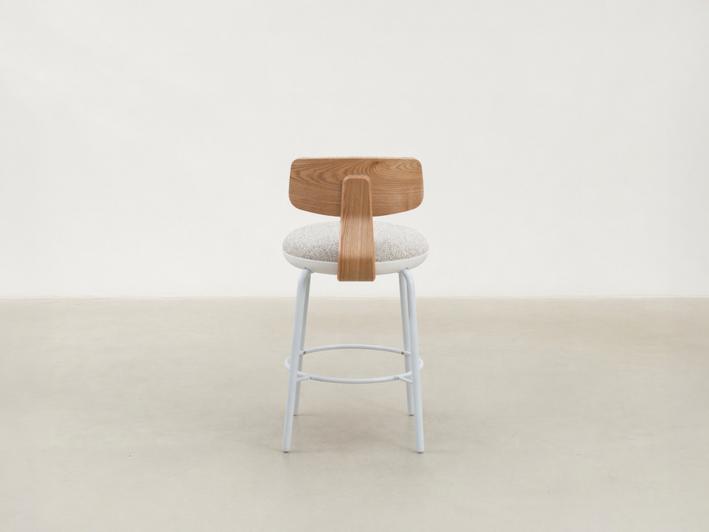 Oak Veneer Dining Chair with Easy-Clean Fabric Seat for Dining Room