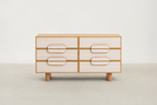 Oak Veneer Sideboard with Travertine Drawer Fronts for Living & Dining Room