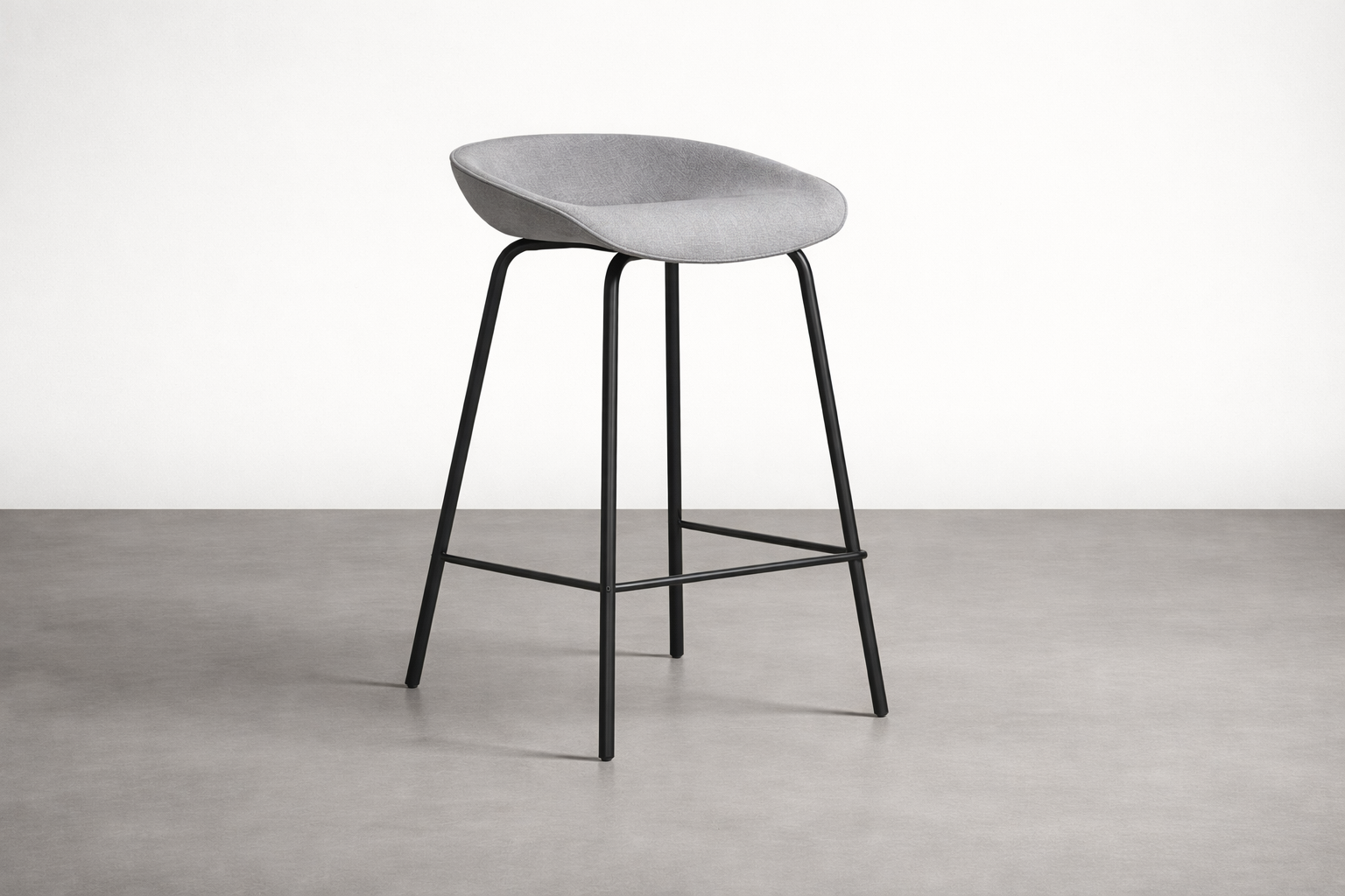 Modern Upholstered Counter Stool with Powder-Coated Steel Legs for Kitchen & Bar