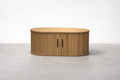 Oak Veneer Coffee Table with Fluted Detail & Slide Storage for Living Room