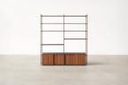 Modern Walnut Veneer Bookshelf with Metal Frame for Bedroom & Living Room