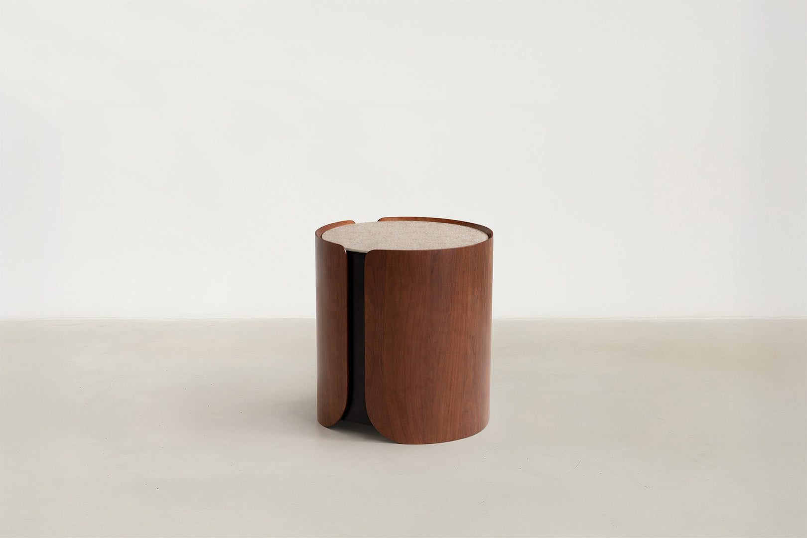 Walnut & Textured Glass Coffee & End Table with Gold Accents for Living Room