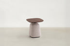 Walnut & Upholstered End Table with Warm-Tone for Living Room