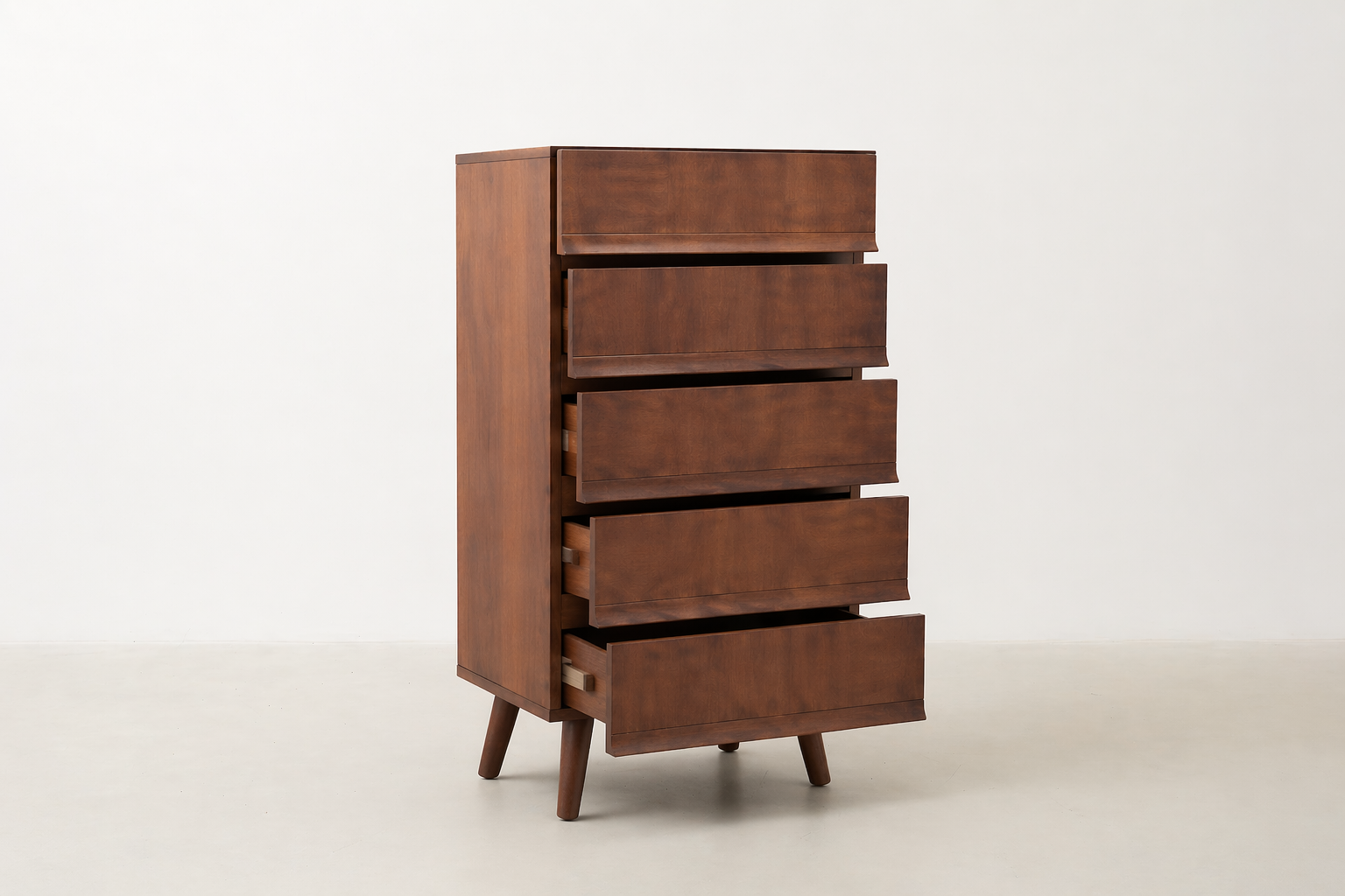 Walnut-Look Chest of Drawers with 5 Drawers for Bedroom