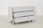 Matte White Console with Arch Detail & 6 Soft-Close Drawers for Entryway & Living Room