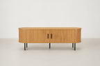 Fluted Oak TV Cabinet with Rounded Silhouette for Living Room