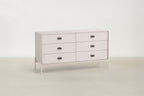 Modern Matte Beige Dresser with Wave Handles & Metal Legs for Bedroom