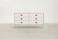 Modern Matte Beige Dresser with Wave Handles & Metal Legs for Bedroom