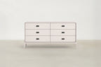 Modern Matte Beige Dresser with Wave Handles & Metal Legs for Bedroom
