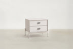 Matte Beige Nightstand with Wave Handle Detail for Bedroom