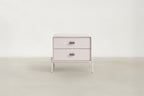 Matte Beige Nightstand with Wave Handle Detail for Bedroom