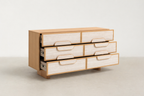 Oak Veneer Sideboard with Travertine Drawer Fronts for Living & Dining Room