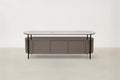 Sintered Stone TV Stand with Glossy Body & Black Steel Legs for Living Room