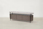Sintered Stone TV Stand with Glossy Body & Black Steel Legs for Living Room