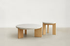 Terrazzo Marble & Ash Wood End Table with Natural Calm Finish for Living Room