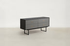 Stone-Look Console with Slim Black Frame & 4 Flush Drawers for Entryway & Living Room