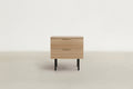 Fluted Wood Nightstand with Gold Handles & Satin Black Base for Bedroom