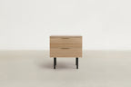 Fluted Wood Nightstand with Gold Handles & Satin Black Base for Bedroom