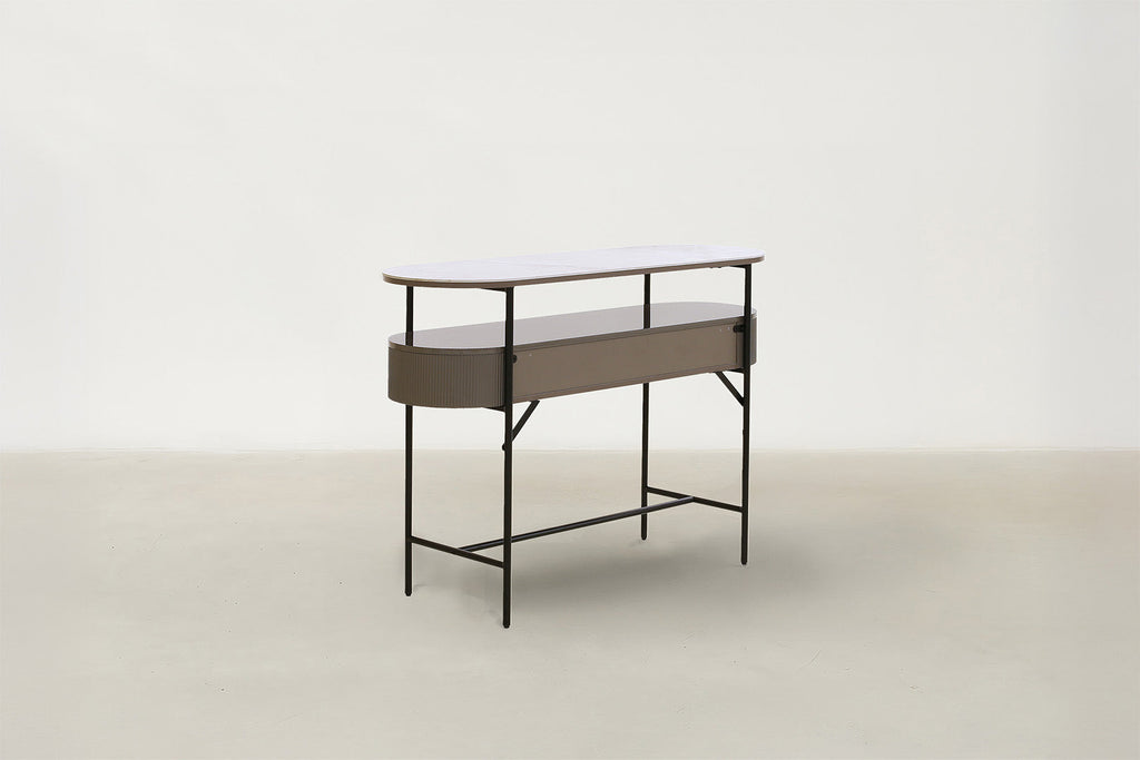 Sintered Stone Console with Fluted Profile & Hidden Drawers for Dining & Living Room