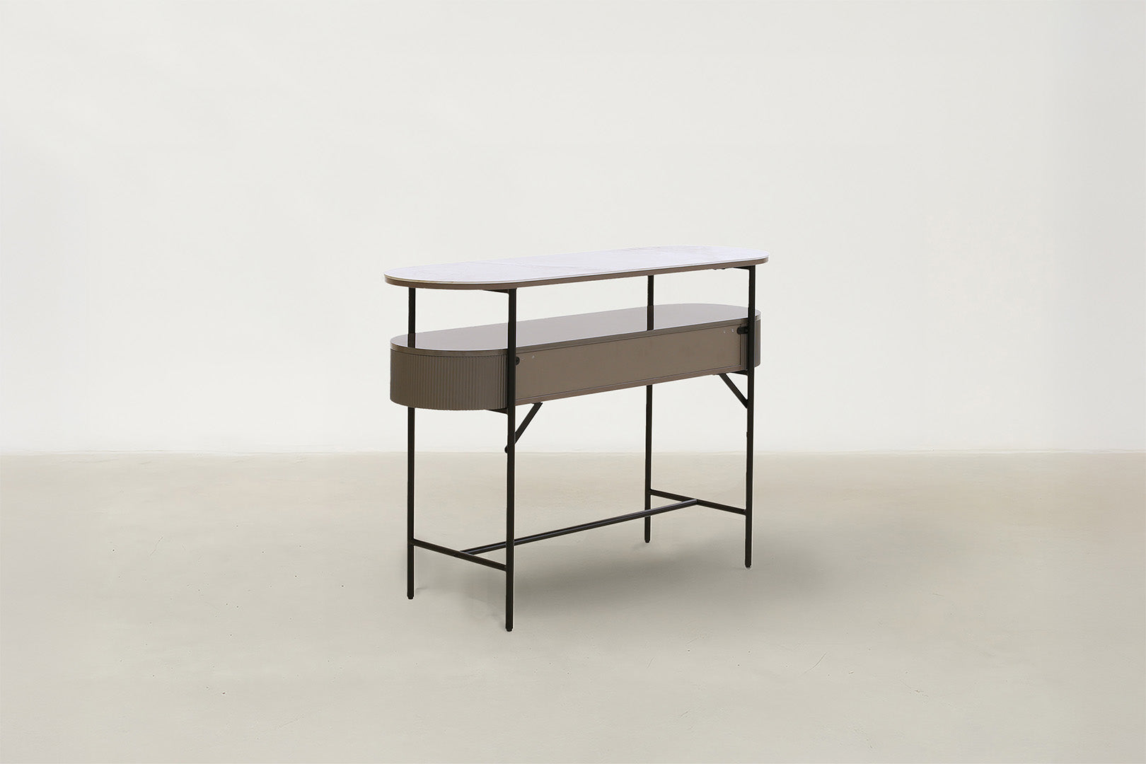 Sintered Stone Console with Fluted Profile & Hidden Drawers for Dining & Living Room