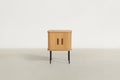 Oak Veneer Nightstand with Curved Fluted Doors & Elevated Legs for Bedroom