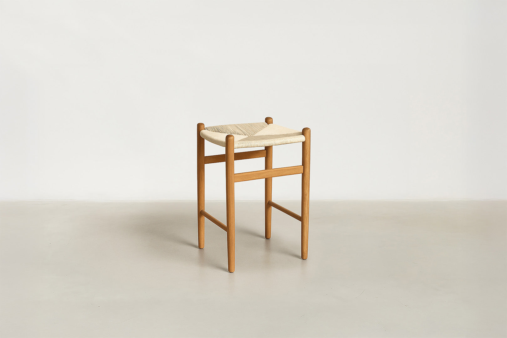 Rope & Oak Counter Stool with Backless Compact Design for Kitchen & Bar