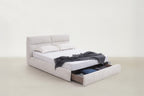Chenille Storage Bed with Hidden Under-Bed Compartment for Bedroom