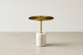 Marble & Brushed Gold End Table with Sculptural Minimal Form for Living Room & Bedroom