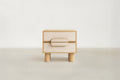 Oak & Travertine MDF Nightstand with Bold Material Contrast for Bedroom