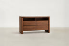 Travertine Glass & Walnut Console Table with Drop Zone Design for Entryway & Living Room