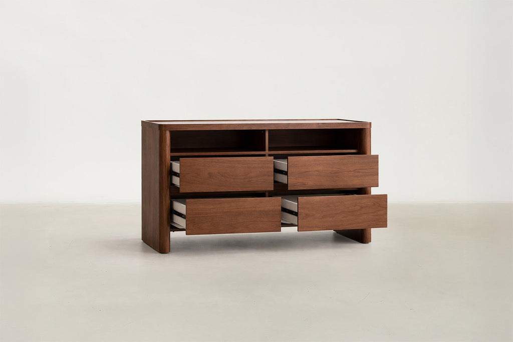 Travertine Glass & Walnut Console Table with Drop Zone Design for Entryway & Living Room
