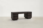 Smoked Oak Veneer Vanity Table with Organized Drawer for Bedroom