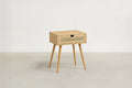 Oak Veneer Nightstand with Cane Detail & Pull-Out Storage for Bedroom