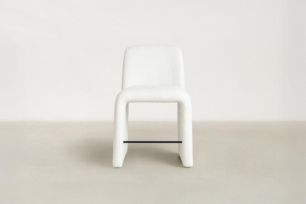Bouclé Bar Stool with Sculptural Curves for Kitchen & Bar