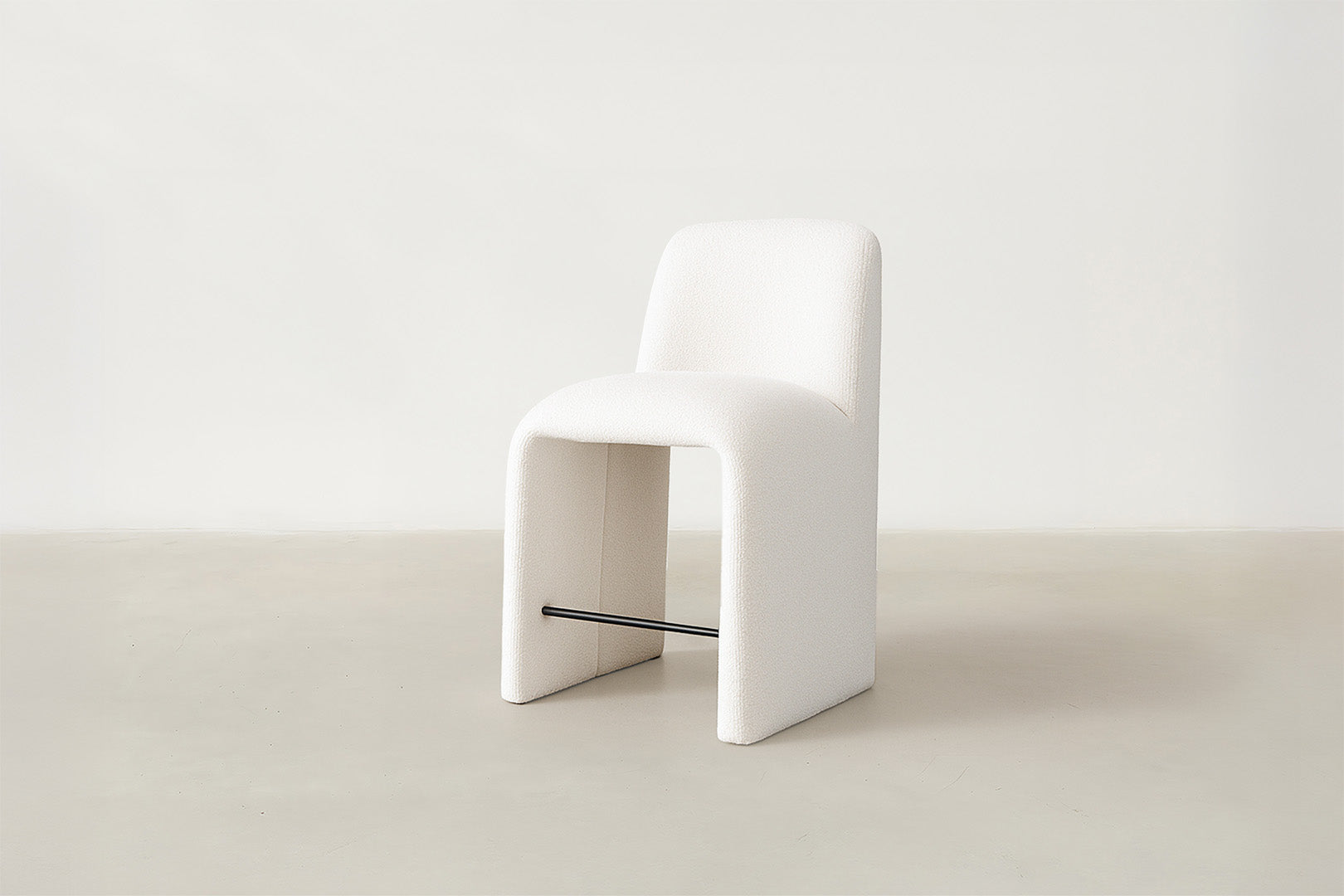Bouclé Bar Stool with Sculptural Curves for Kitchen & Bar
