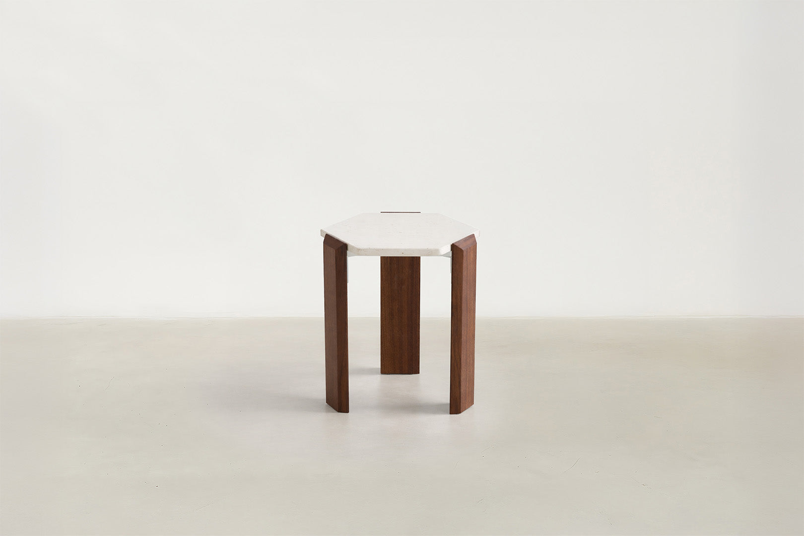Travertine & Walnut Coffee + Side Table with Natural Duo Finish for Living Room