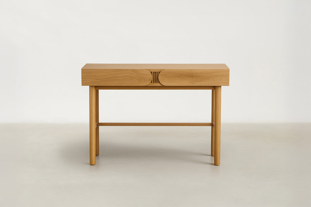 Oak Fluted Console with Sculptural Drawer Fronts for Entryway & Living Room