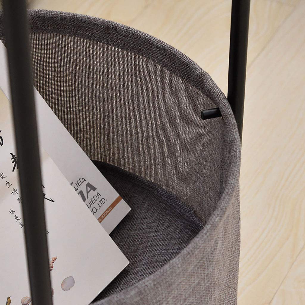 Walnut & Fabric Basket End Table with Slim Legs for Living Room & Bedroom