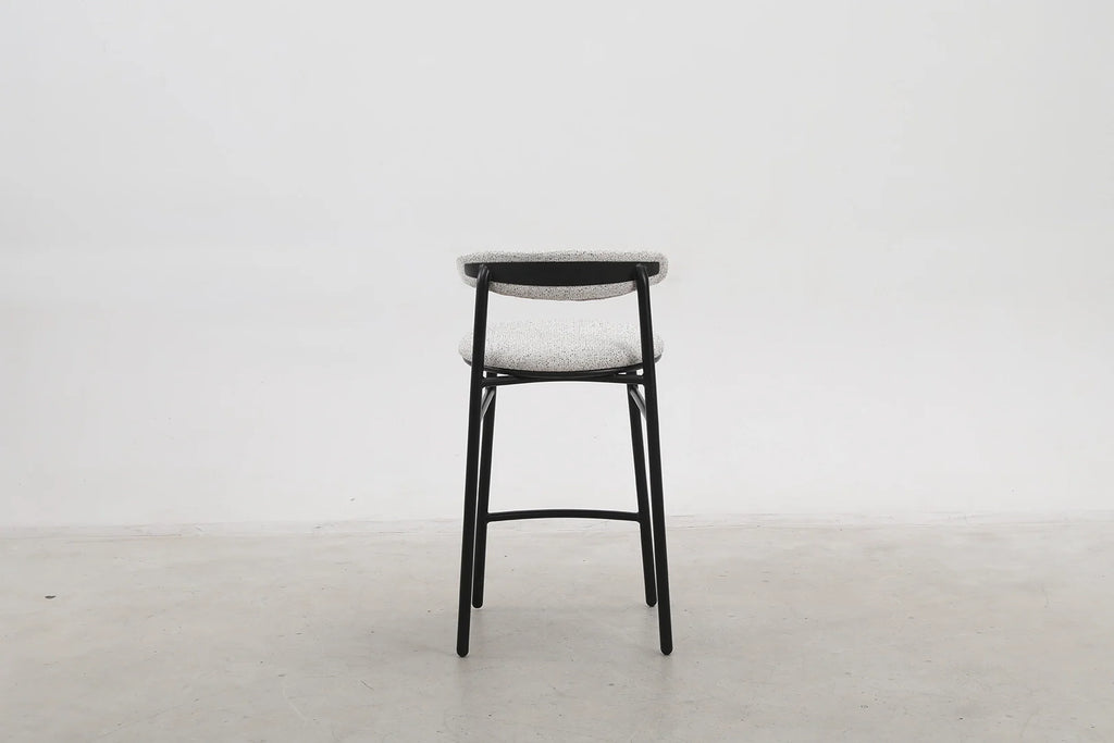 Modern Upholstered Counter Stool with Matte Black Base for Kitchen & Dining