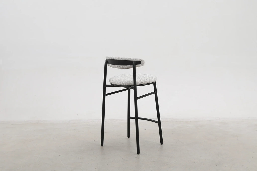 Modern Upholstered Counter Stool with Matte Black Base for Kitchen & Dining