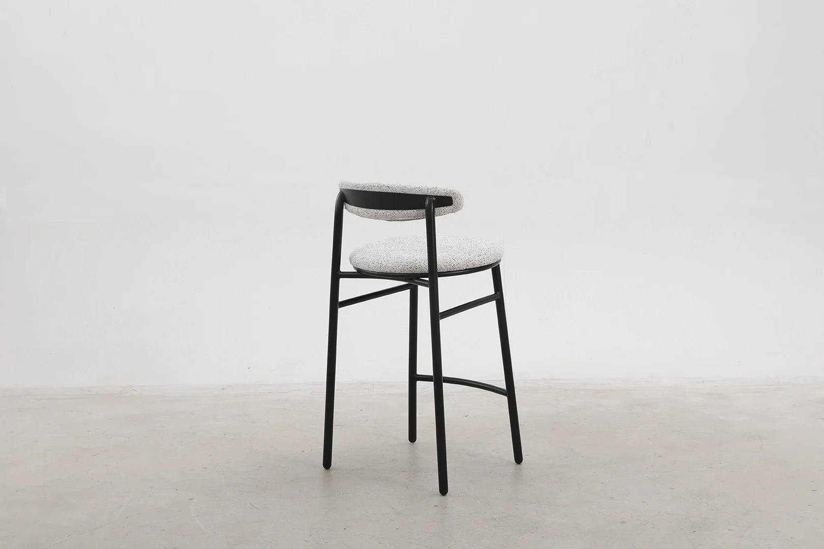 Modern Upholstered Counter Stool with Matte Black Base for Kitchen & Dining