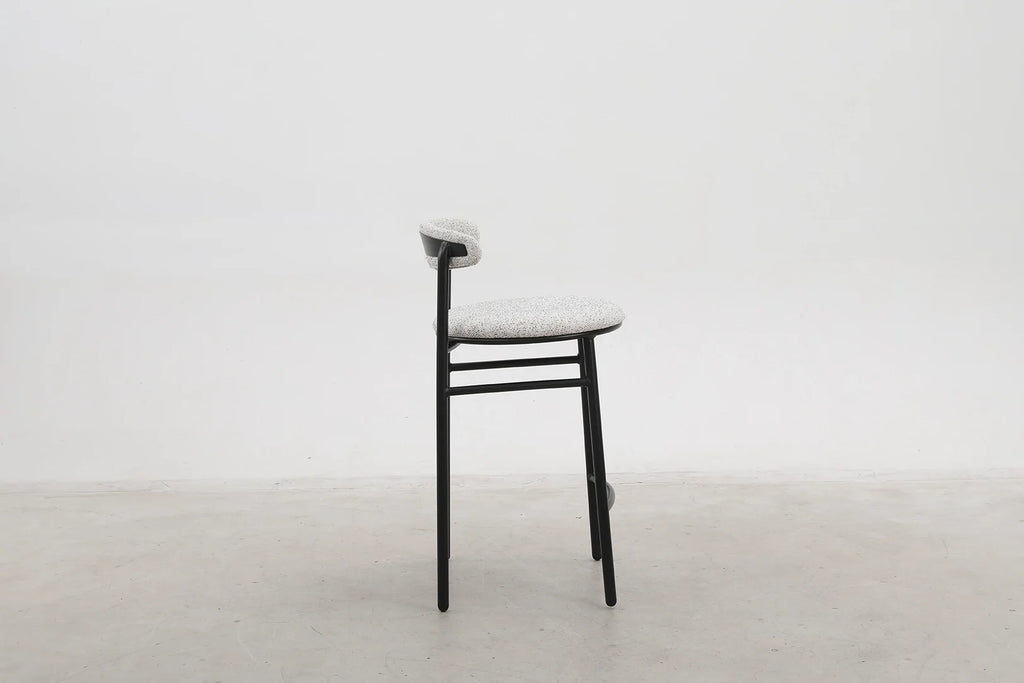 Modern Upholstered Counter Stool with Matte Black Base for Kitchen & Dining