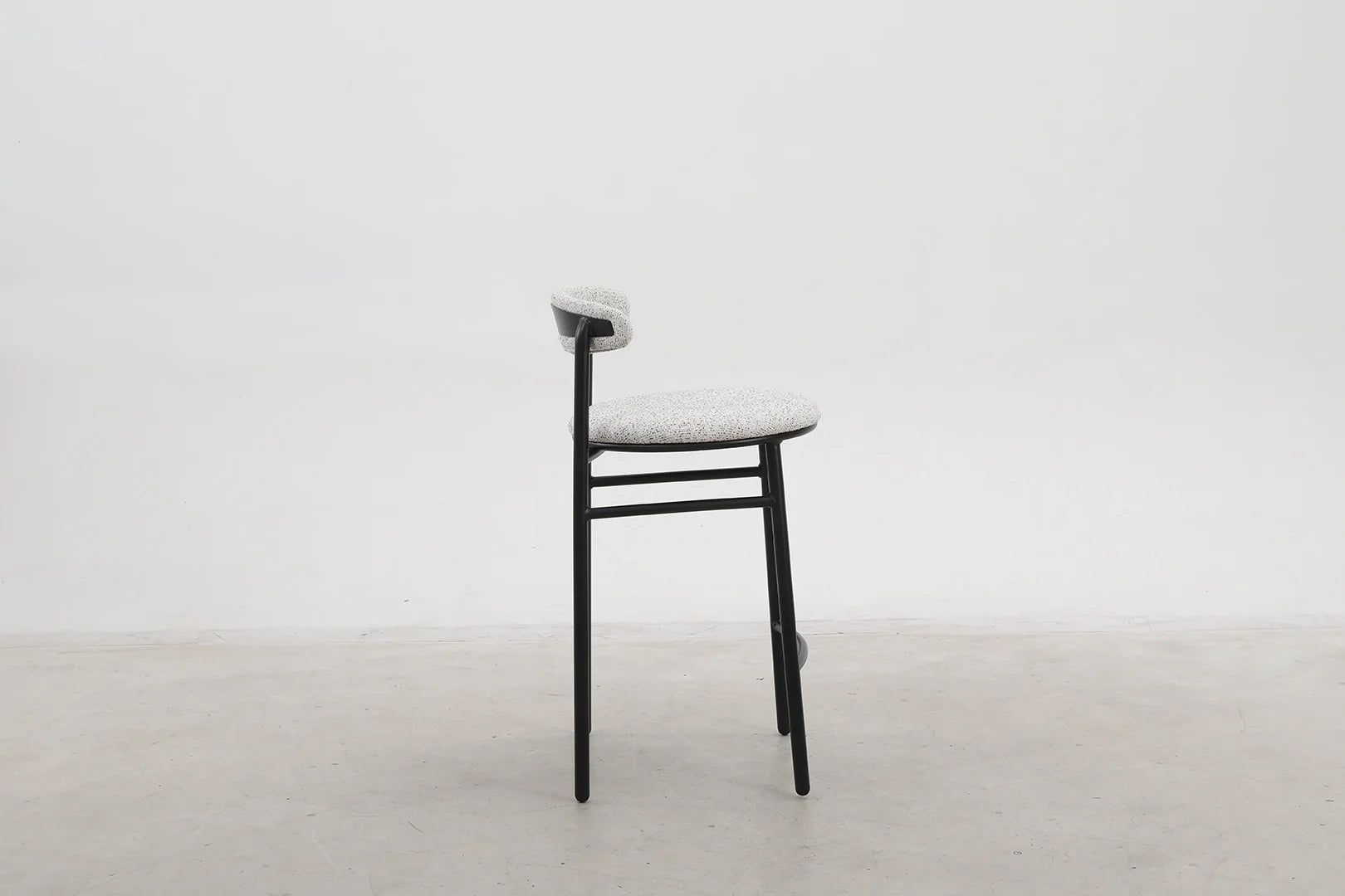 Modern Upholstered Counter Stool with Matte Black Base for Kitchen & Dining