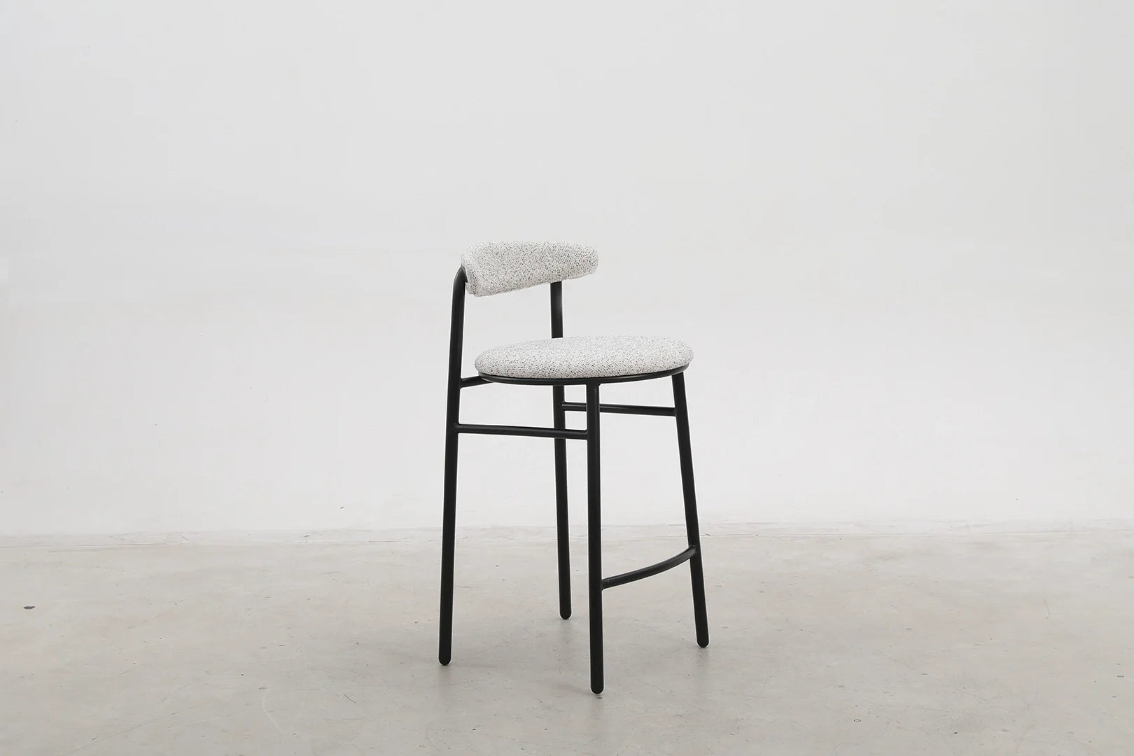 Modern Upholstered Counter Stool with Matte Black Base for Kitchen & Dining