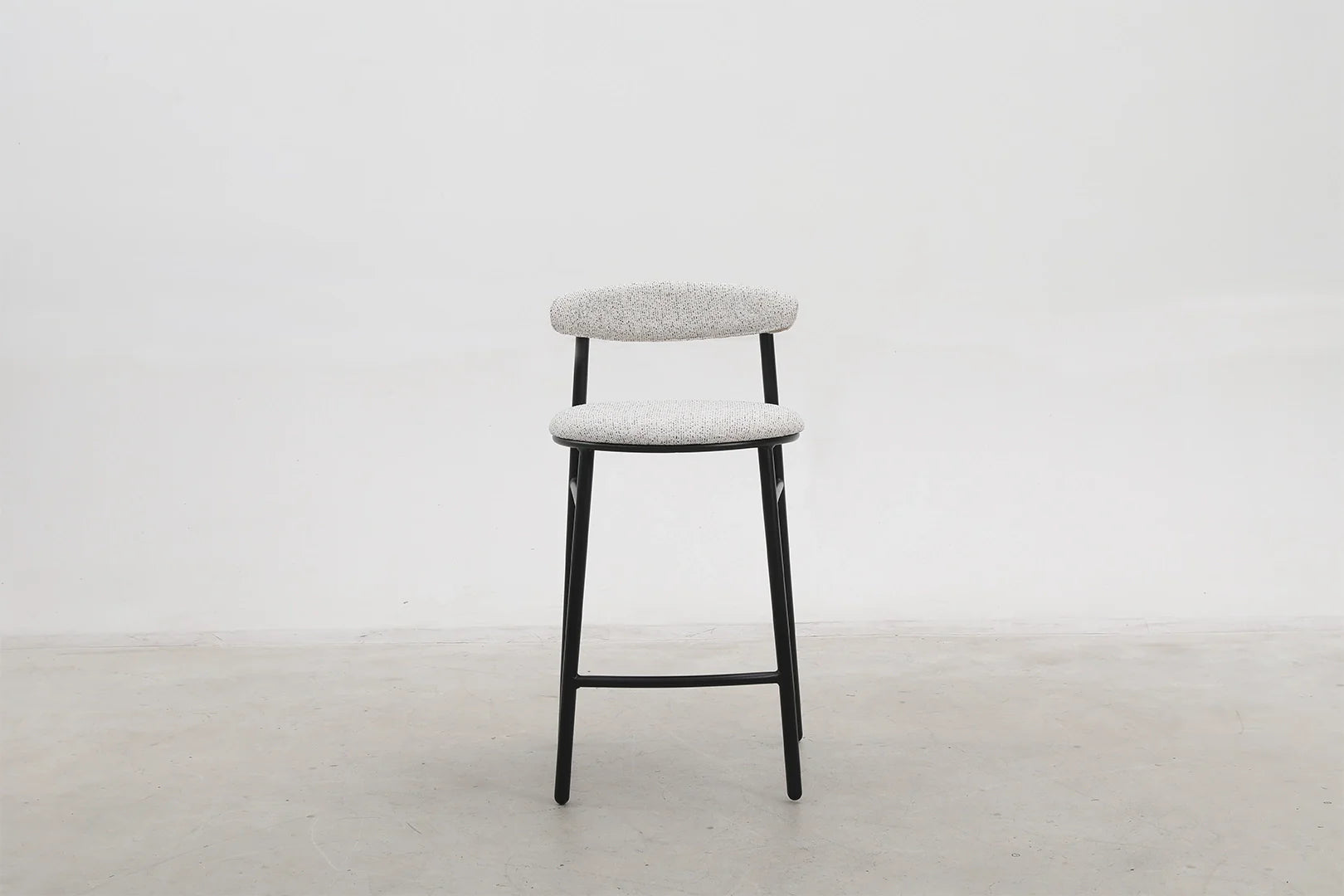 Modern Upholstered Counter Stool with Matte Black Base for Kitchen & Dining