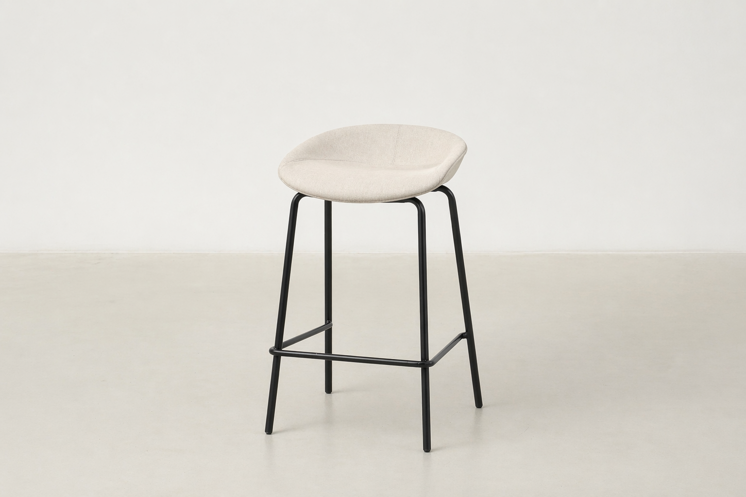 Modern Upholstered Counter Stool with Powder-Coated Steel Legs for Kitchen & Bar