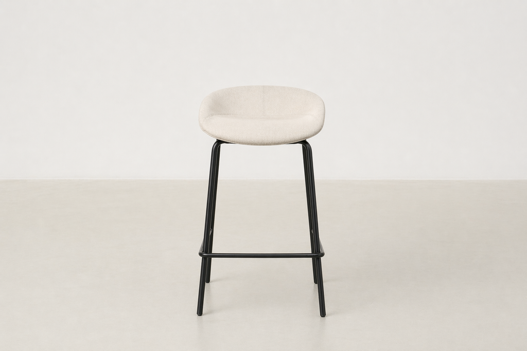 Modern Upholstered Counter Stool with Powder-Coated Steel Legs for Kitchen & Bar